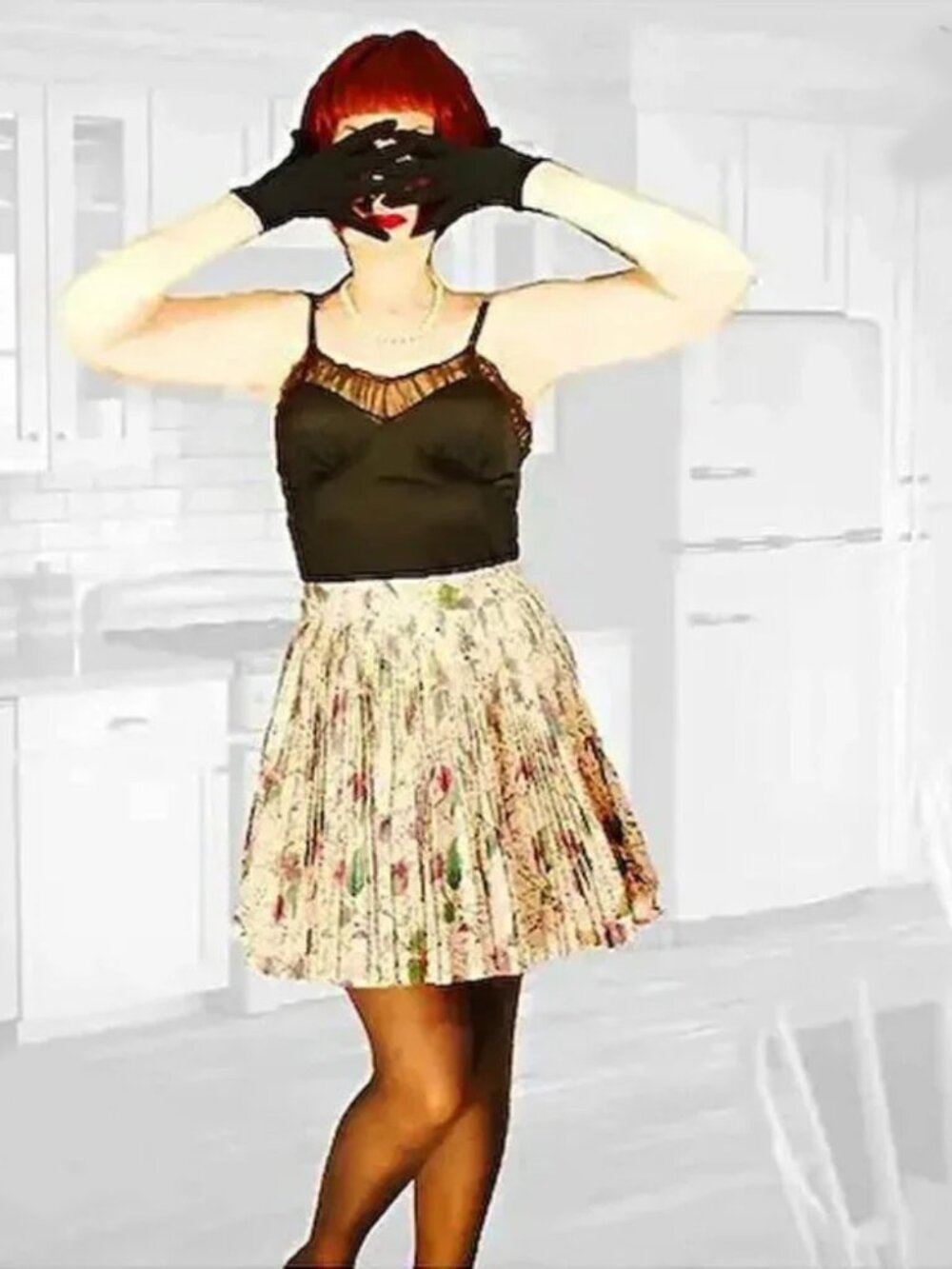 50s Vintage Atomic Pleated Half Apron Pinup Girl Photoshoot NWOT - Picture 3 of 9